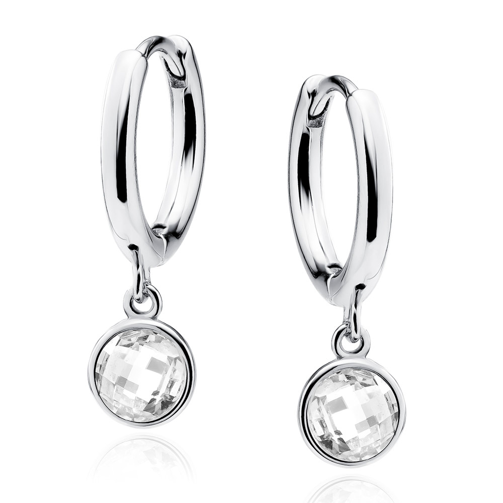 Cercei rotunzi argint Ø14mm cu pietre DiAmanti Z2202DER_W-DIA Cercei rotunzi argint Ø14mm cu pietre DiAmanti Z2202DER_W-DIA